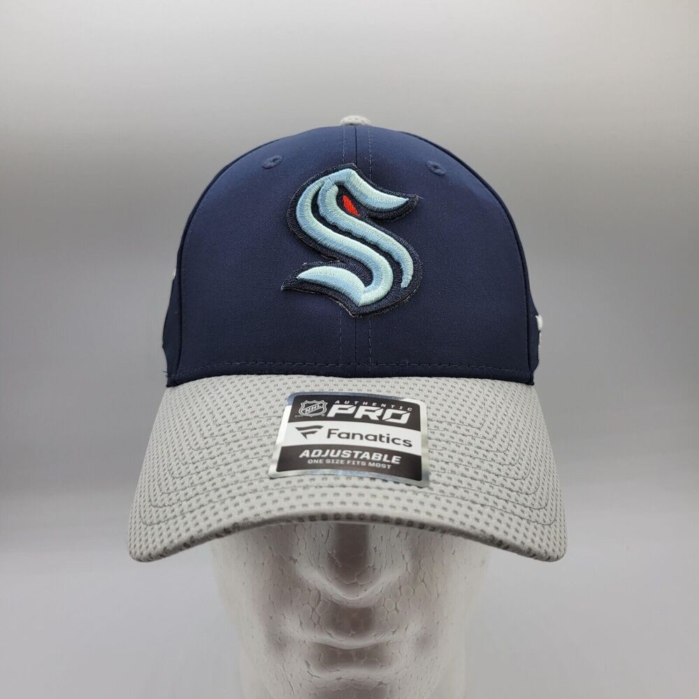 Seattle Kraken Mens Womens Cap Fanatics Blue Authentic Pro Snapback Hat NHL